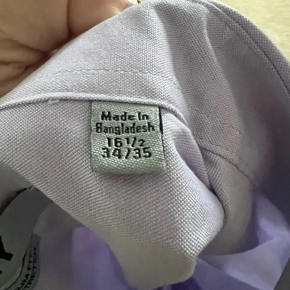 DKNY Mens Light Purple Shaped Slim Fit Button Down Shirt